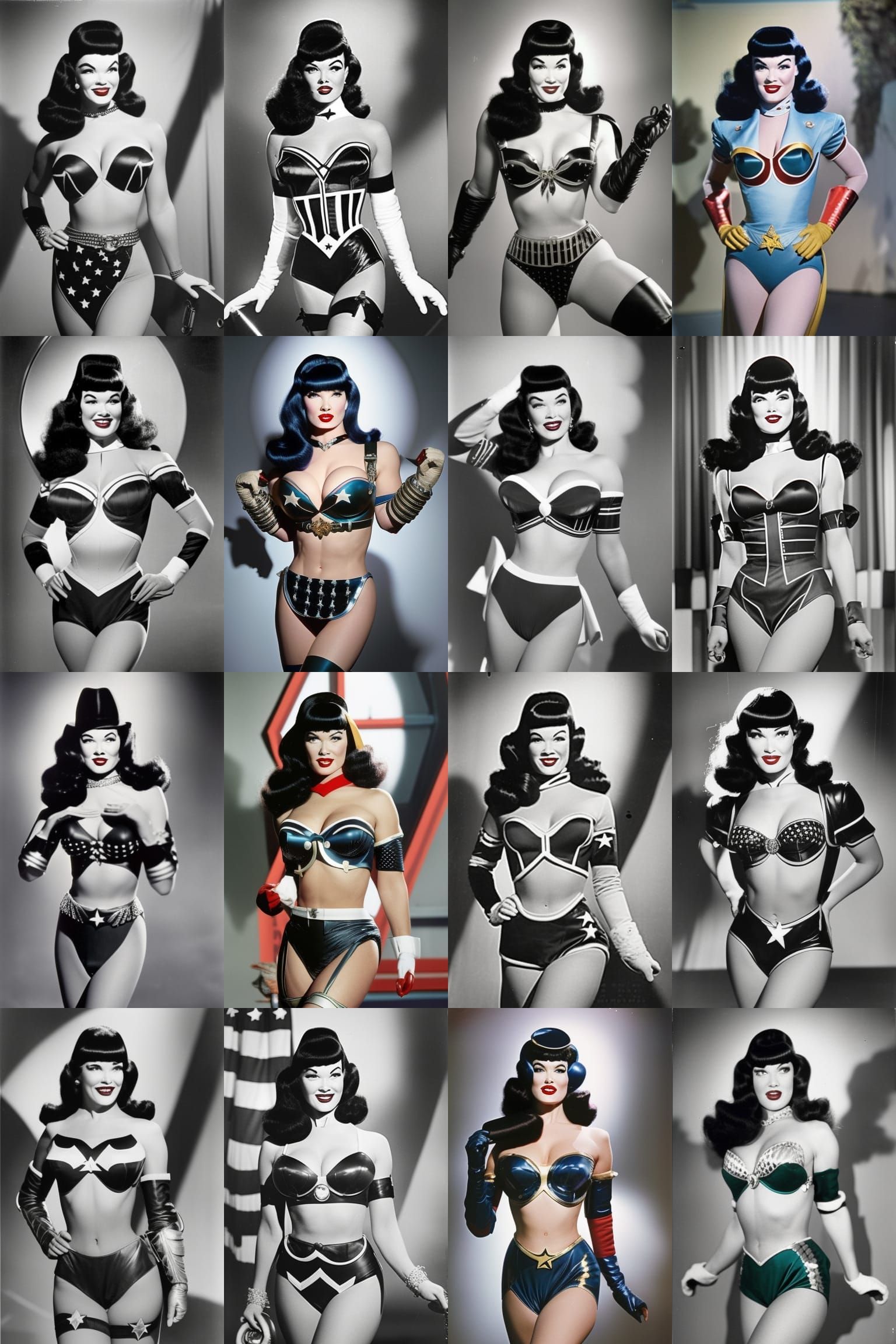Bettie Page as Vintage Superhero