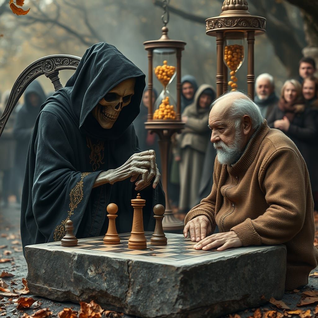 Grim Reaper's Chess Game: Mortality and Love
