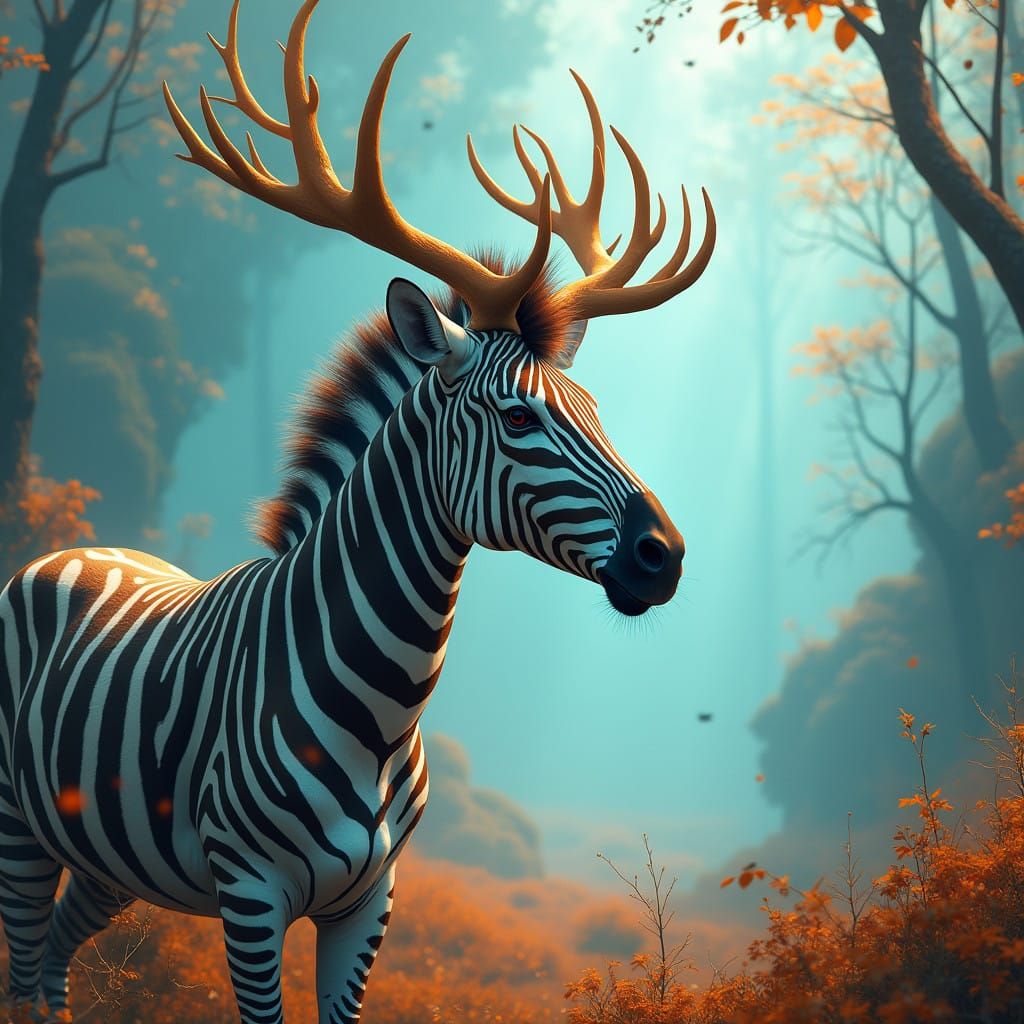 Majestic Zebra in Dreamlike Fantasy Landscape
