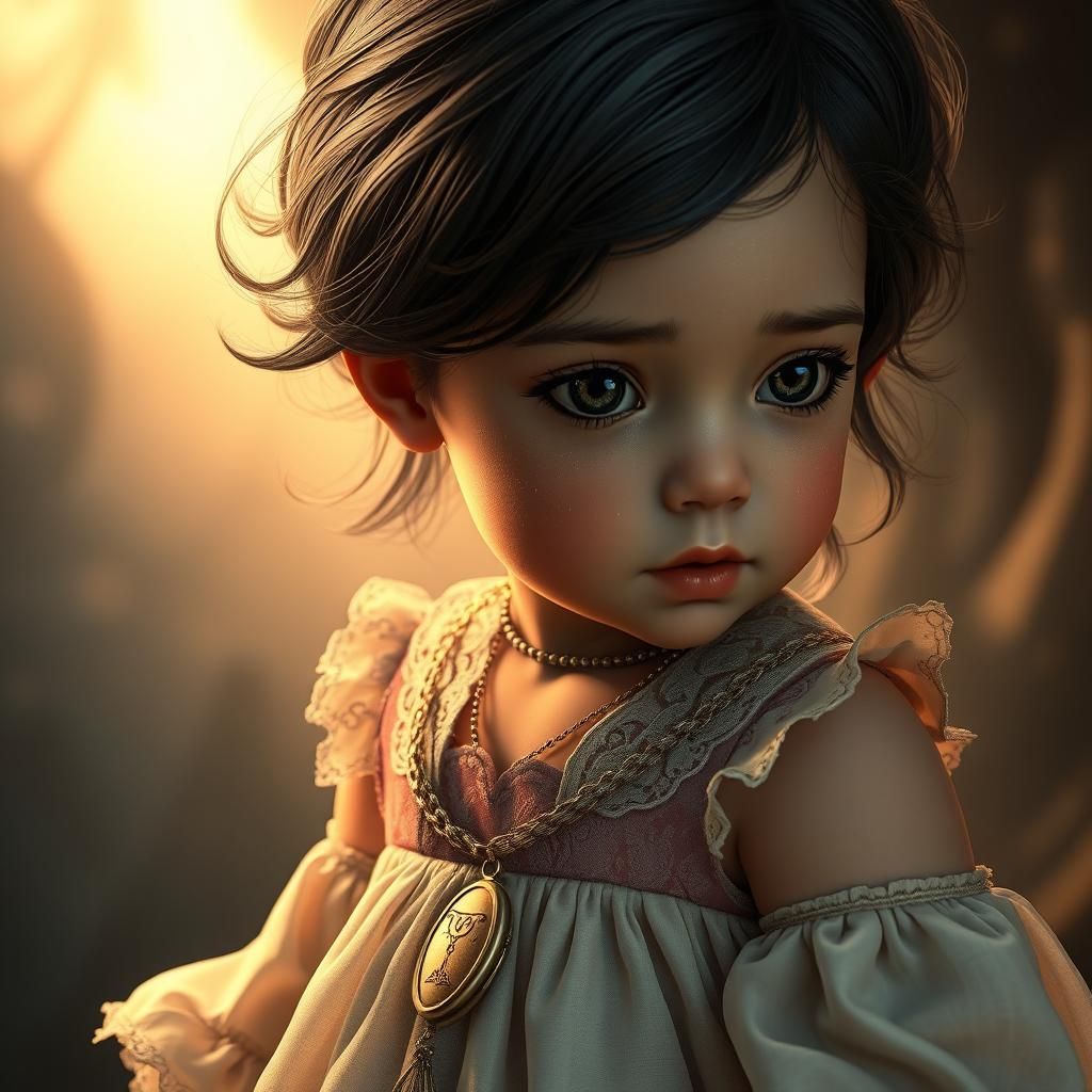 Beautiful Baby Girl in Western Dress: Fantasy Concept Art