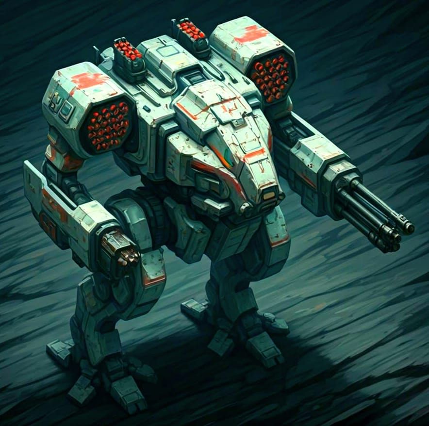 Battletech Mech Warrior on Grey Terrain
