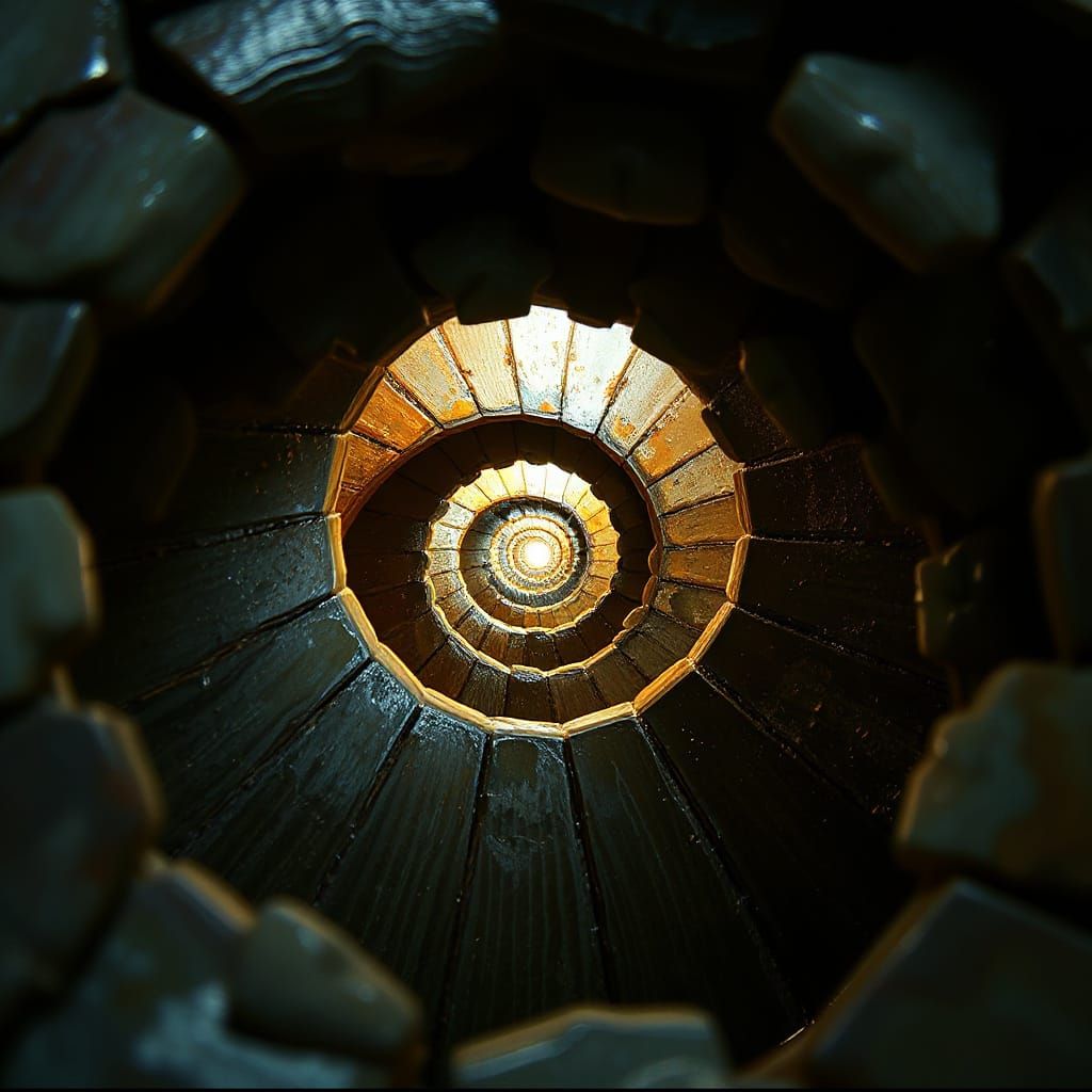 Epic Spiral Staircase in a Majestic Digital Landscape