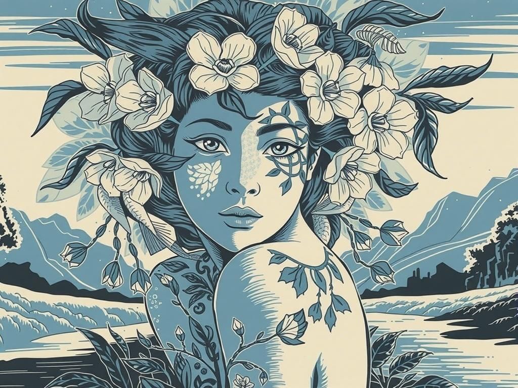 Colorful Chimera Woman Portrait in Manga Style