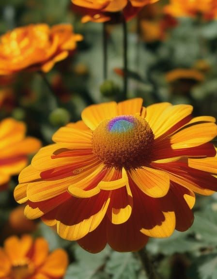 Marigold Flower Portrait in Hyperrealistic Style