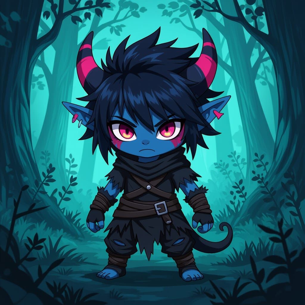 Demonic Chibi Shadow Troll in Anime Style