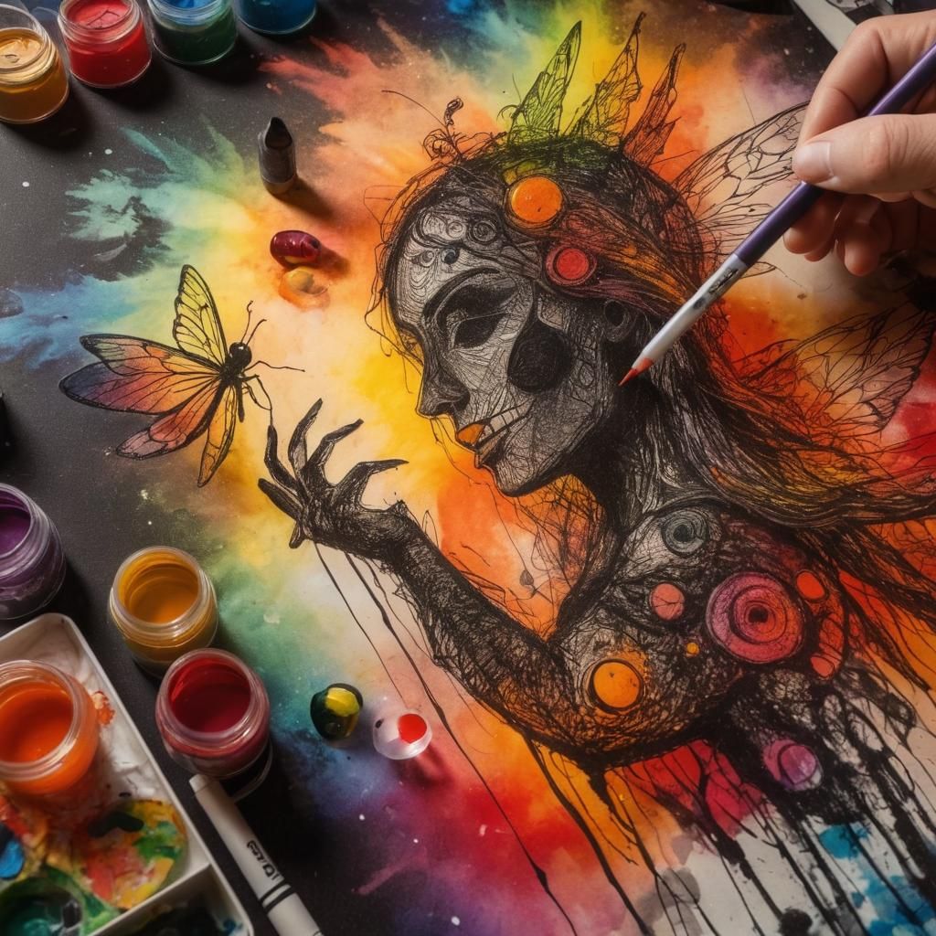 Surreal Children's Drawings with Rainbow Fairy