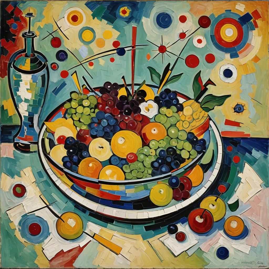 Fruit Bowl in Impasto Post-Impressionist Style
