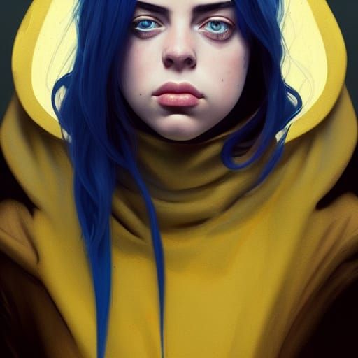 Billie Eilish Portrait in Hyperdetailed Digital Art Style