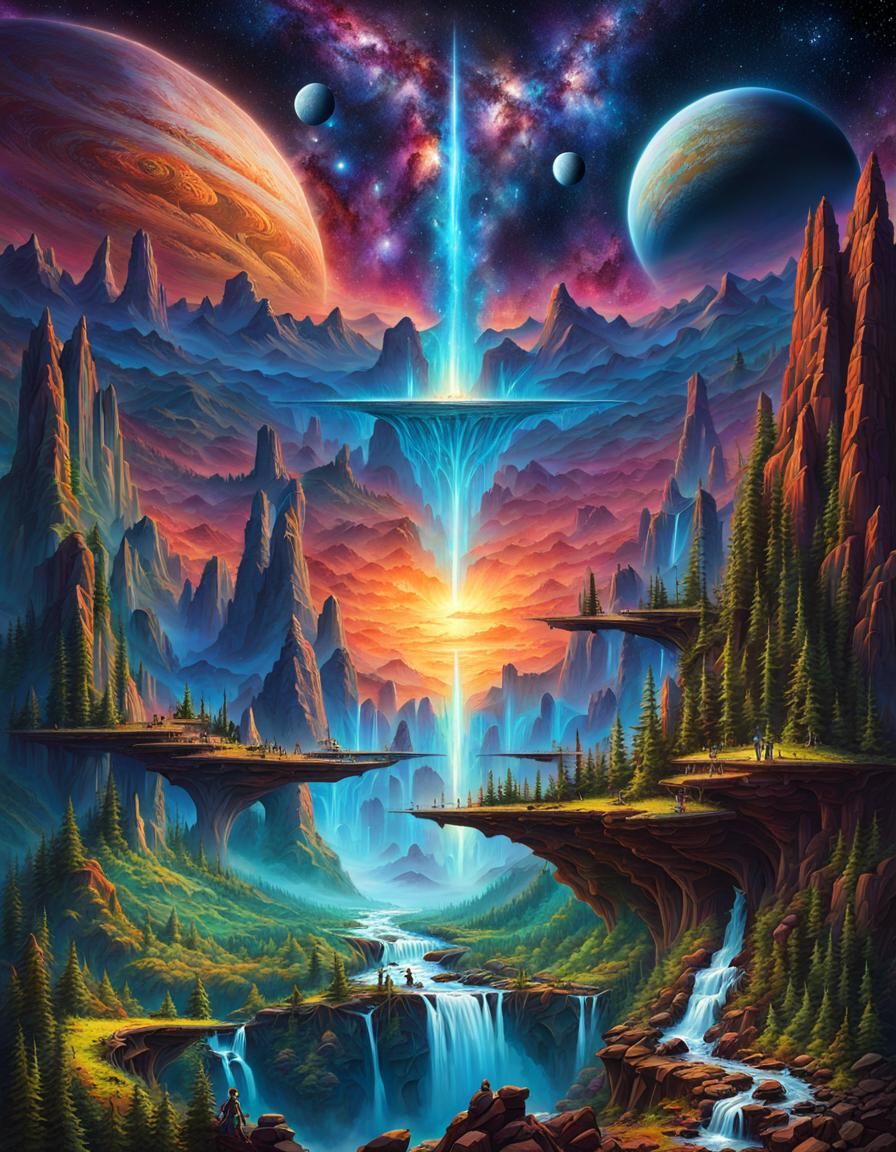 Epic Alien Composition: Astral Cascade Harmony