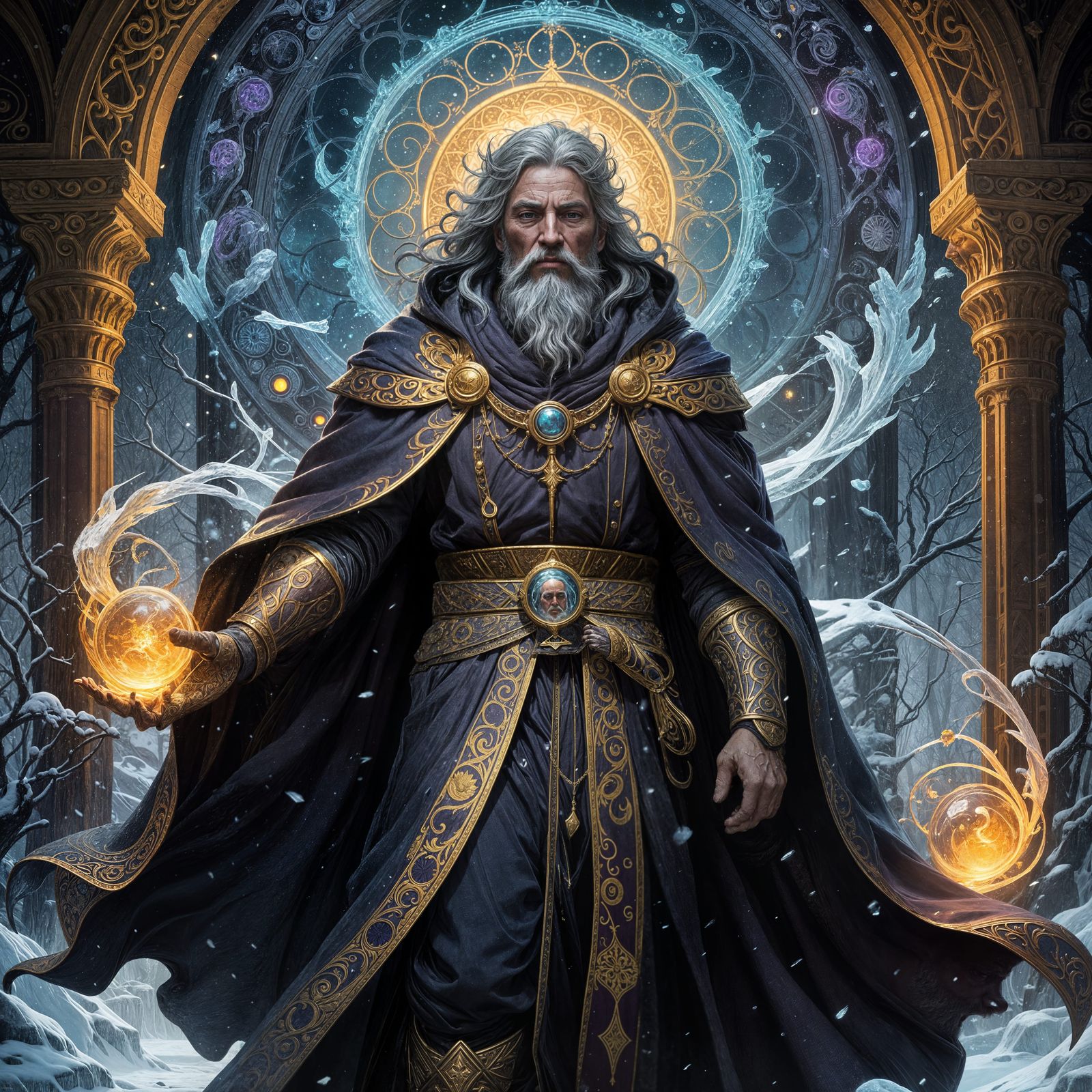 Winter's Frosty Majesty in Dark Fantasy Style