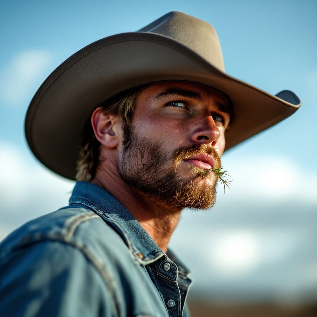 Handsome Cowboy Rides Off into the Sunset