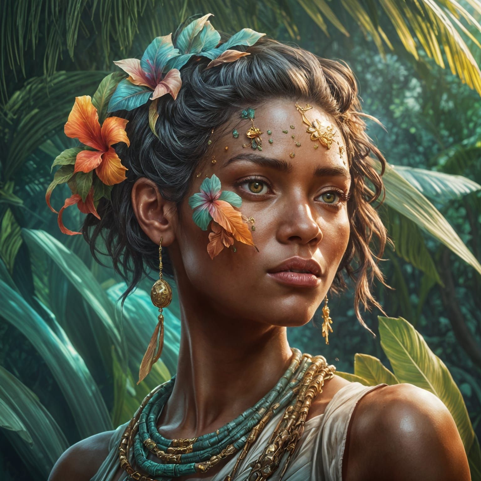 Tropical Island Portrait: Hyperdetailed Artstation Concept A...