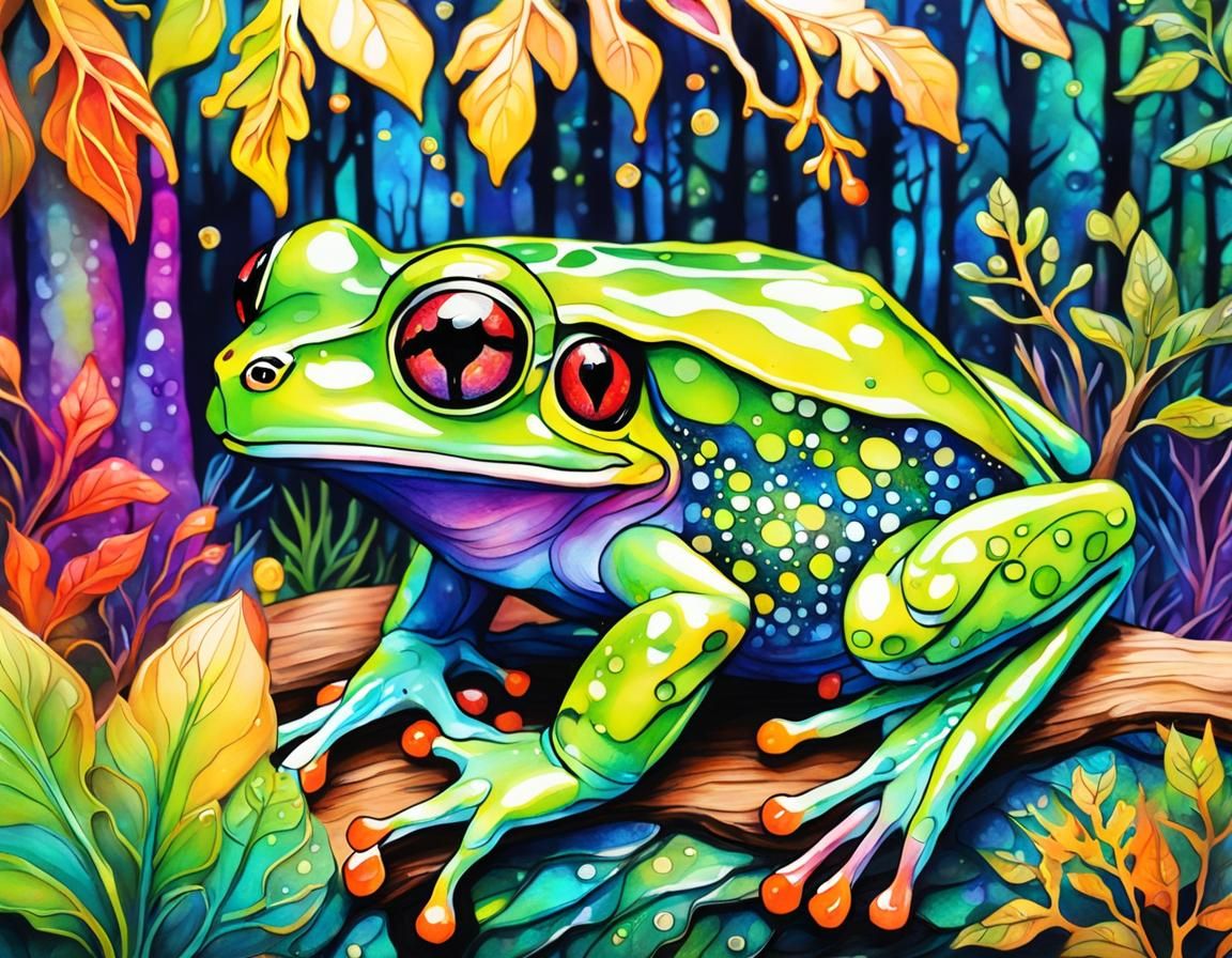 Colorful Frog Centaur in Fantastical Forest
