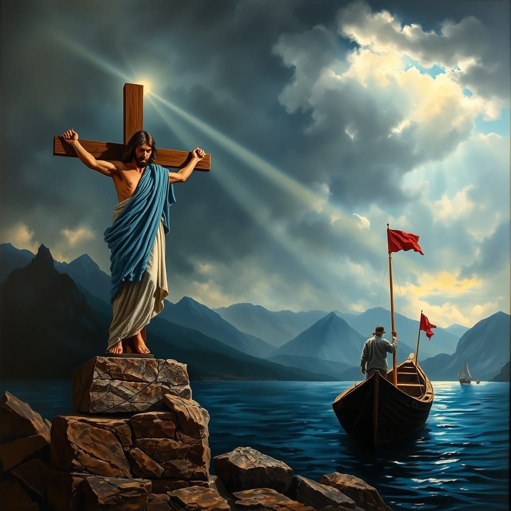 Jesus Christ on the Cross: Oil Painting