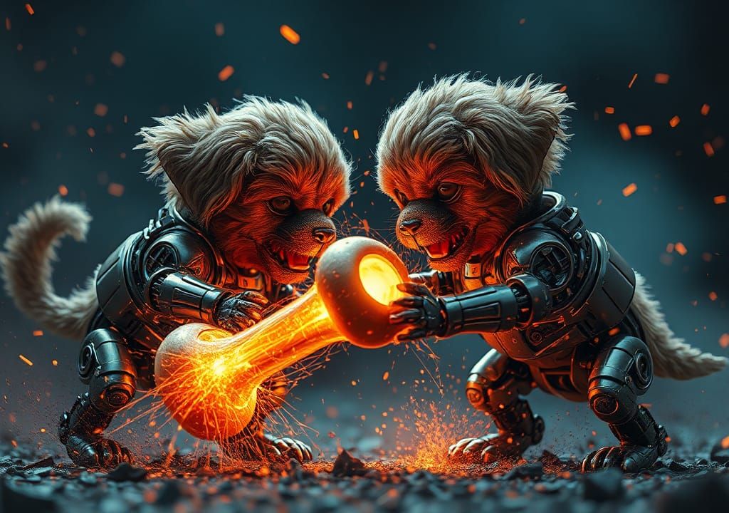 Robotic Puppies Clash in Futuristic Battle Royale