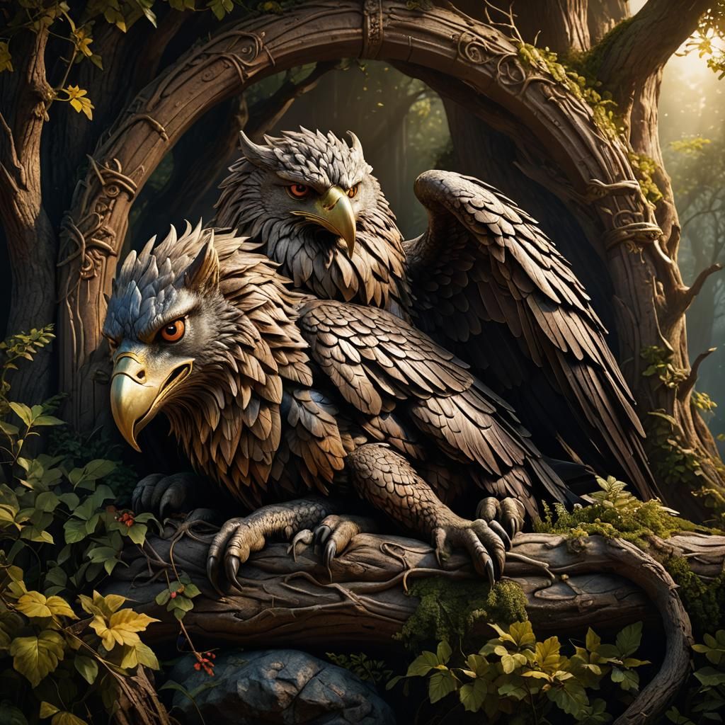 Sleeping Griffin: Detailed Digital Matte Painting