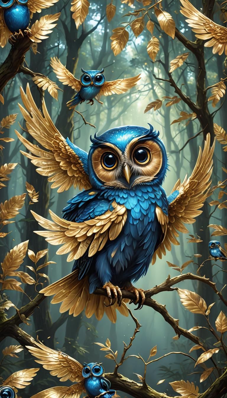 Photorealistic Liquid Animal with Wings in Forest