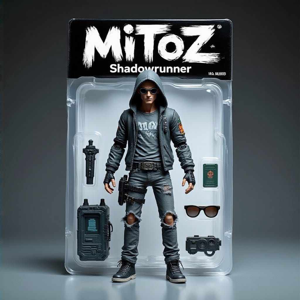 Cyberpunk Elf Hacker miToZ in Shadowrun Blister Packaging