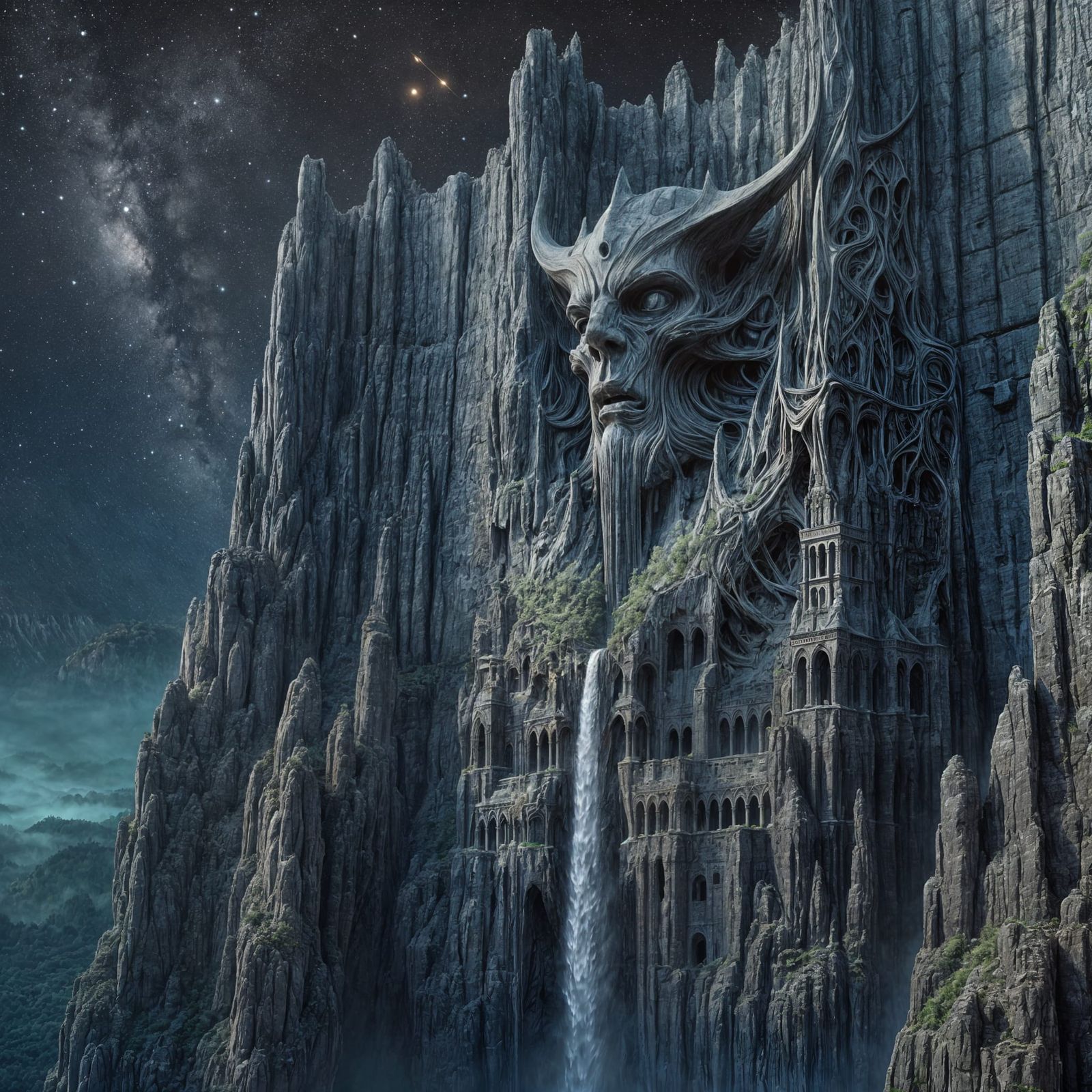 Colossal Vampire King Statue Carved in Cliffside