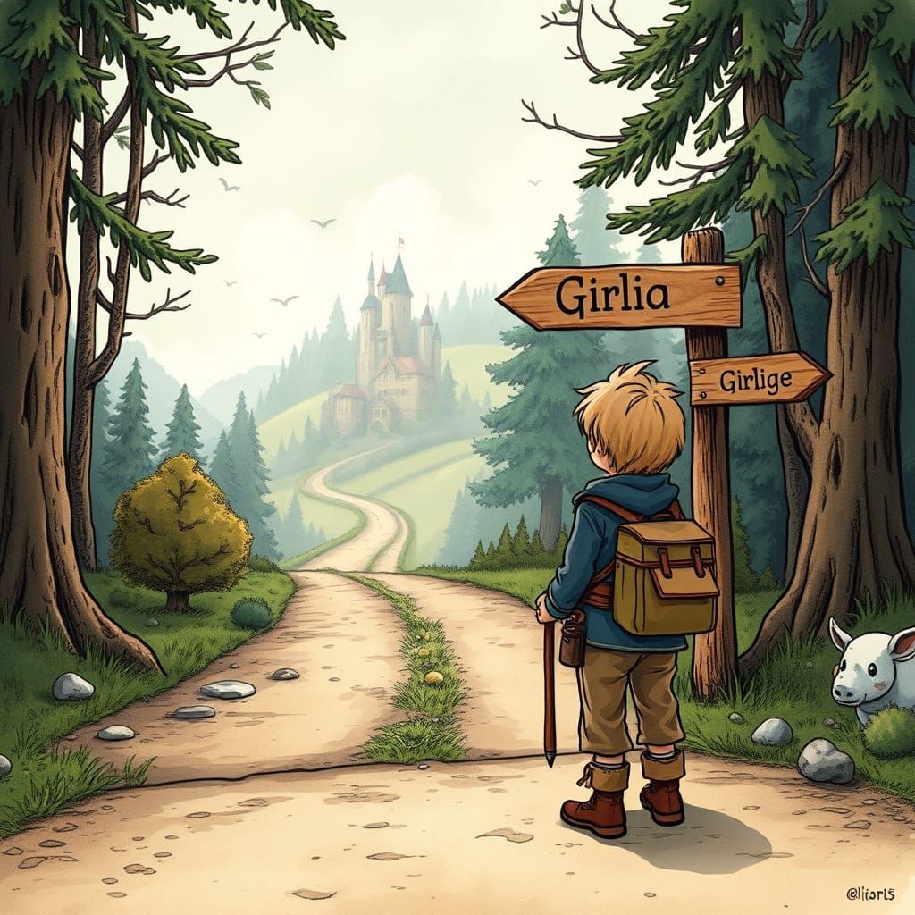 Whimsical Boy Embarks on a Fantastical Journey Down the Wind...