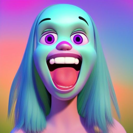Ahegao Expression in 3D Digital Art Style
