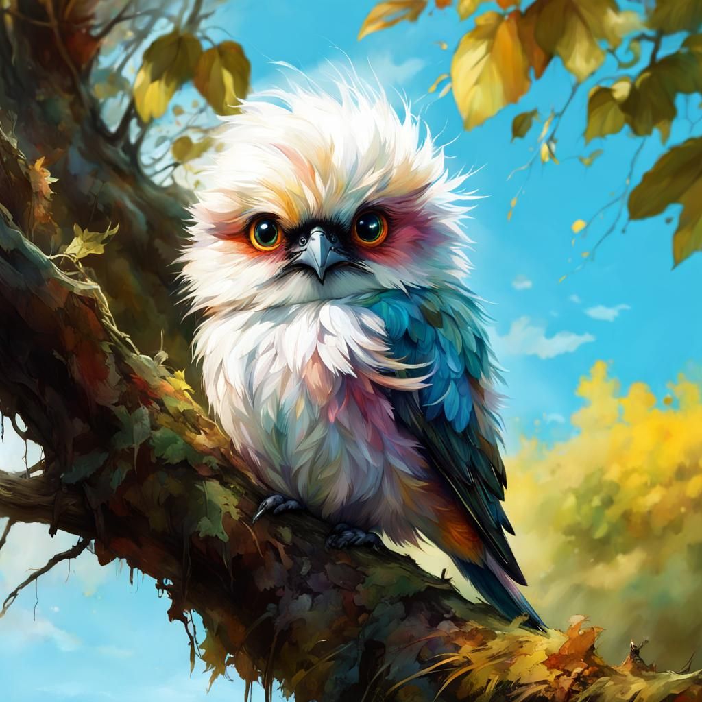 Adorable Fluffy Bird in Anime Style