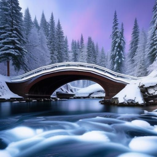 Snowy Winter River in Hyperdetailed Digital Art