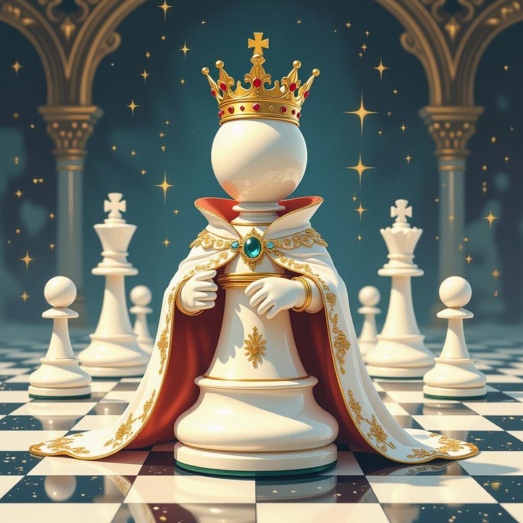 Chess Pawn's Majestic Transformation to Queen