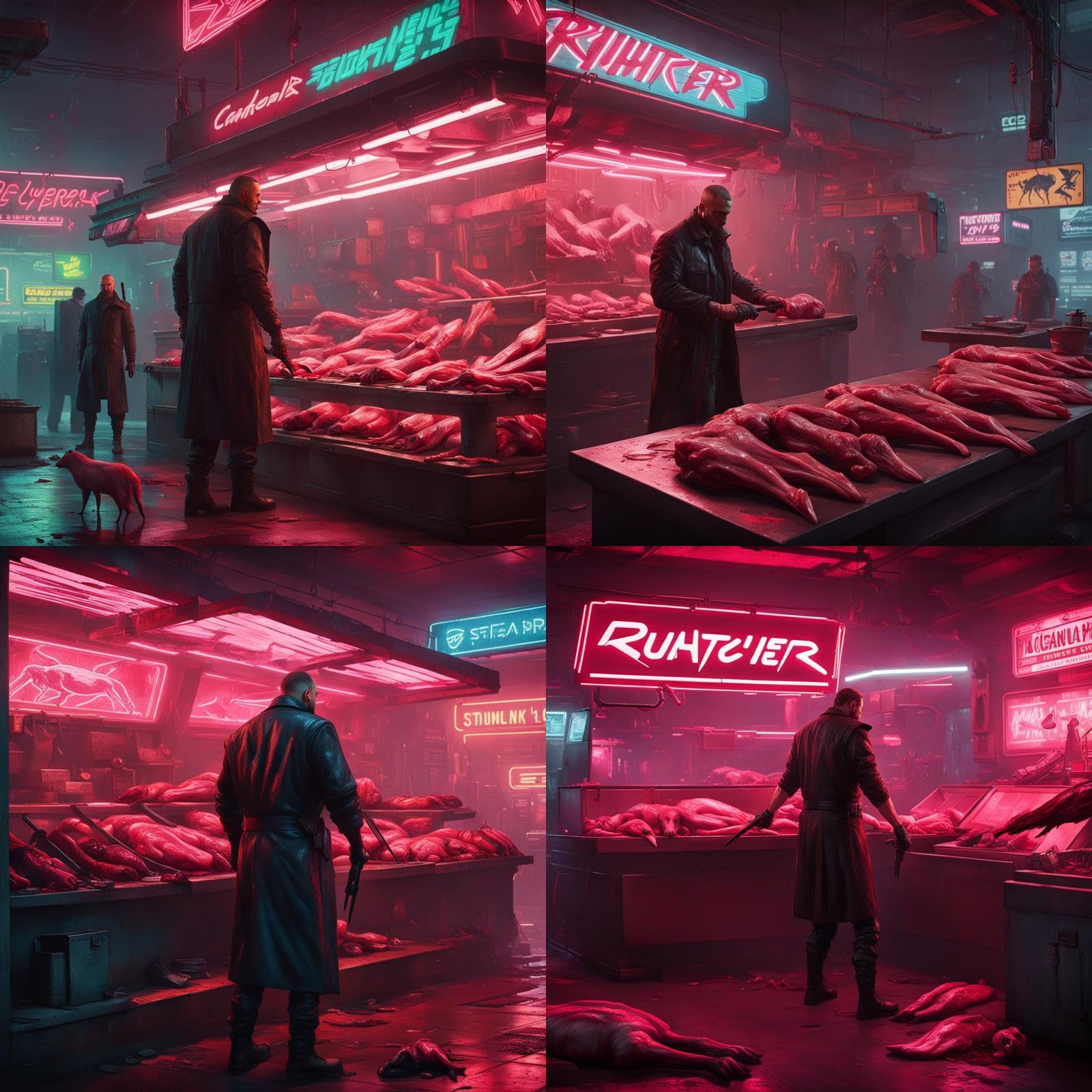 Cyberpunk Butcher: Neon Dystopia in 2099
