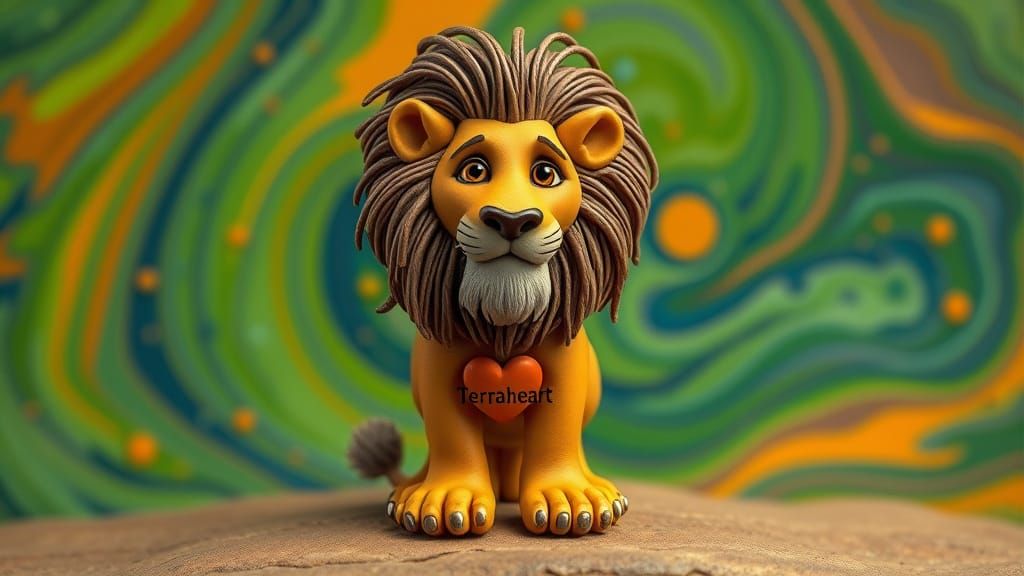 Regal Lion with Wire Mane on Terra Clay