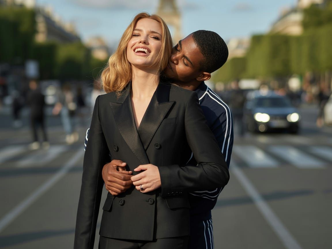 Parisian Embrace: A Portrait on the Champs Élysées