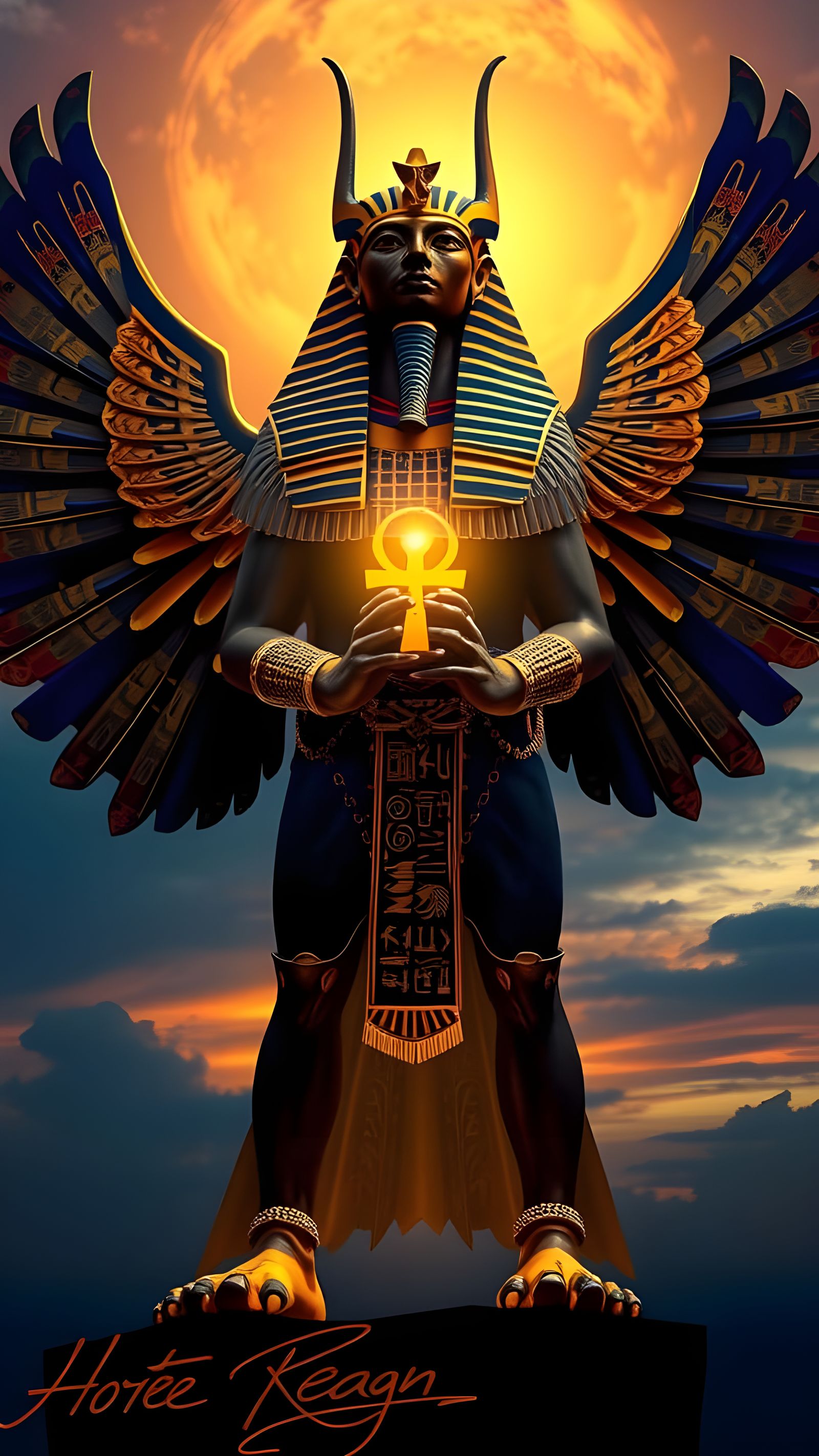 Ancient Egyptian God Horus in Mystical Twilight