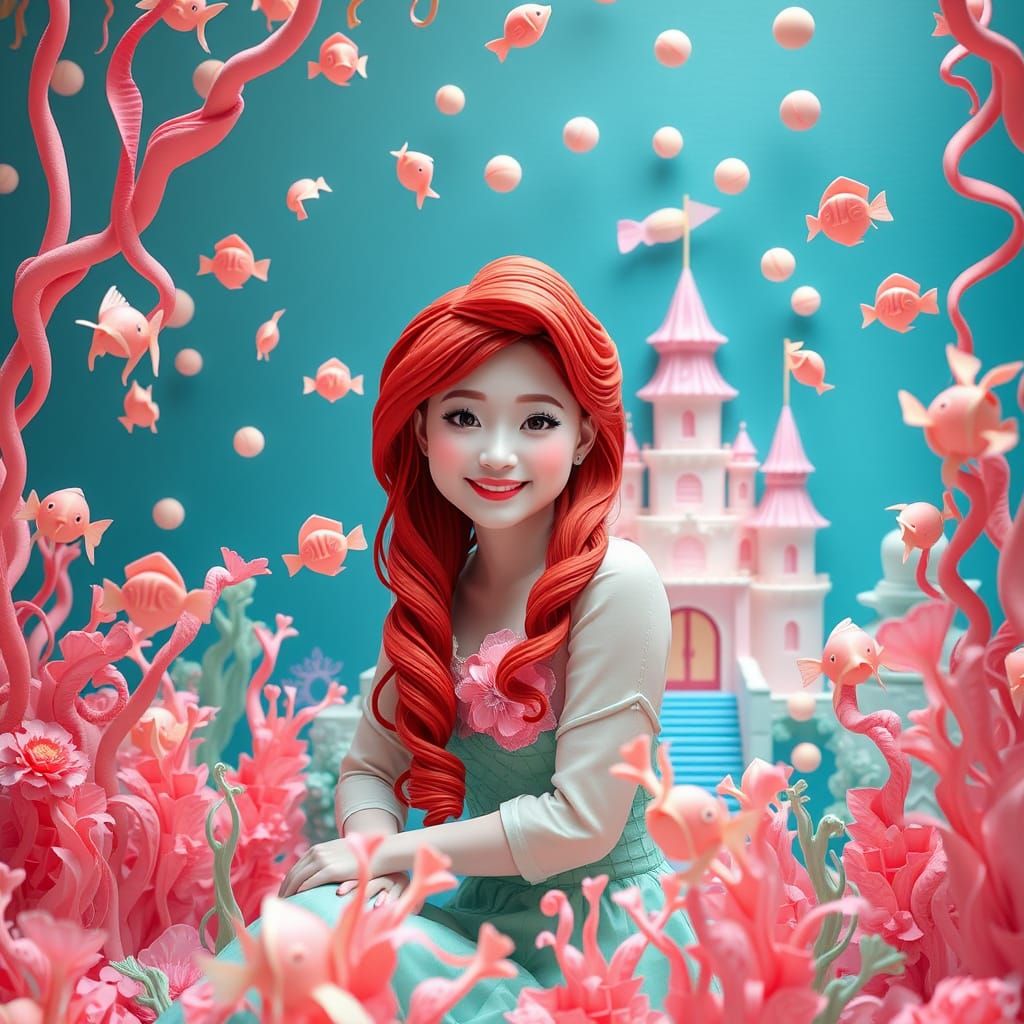Chinese Ariel Surrounded by Pastel Candies