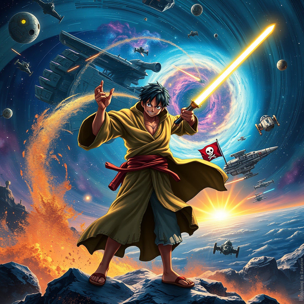Luffy as Jedi Knight in Star Wars Galaxy