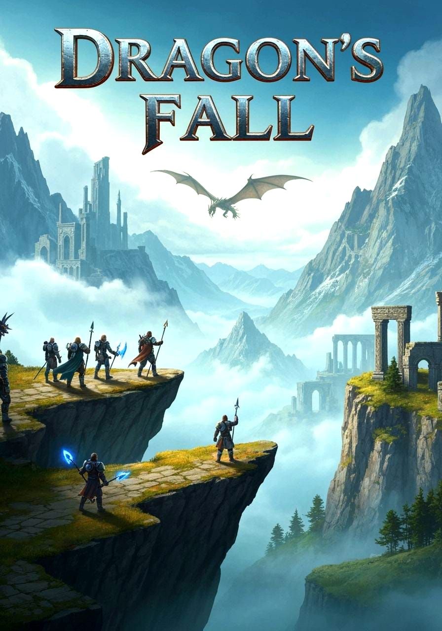 Epic Fantasy Video Game Cover: Dragon's Fall