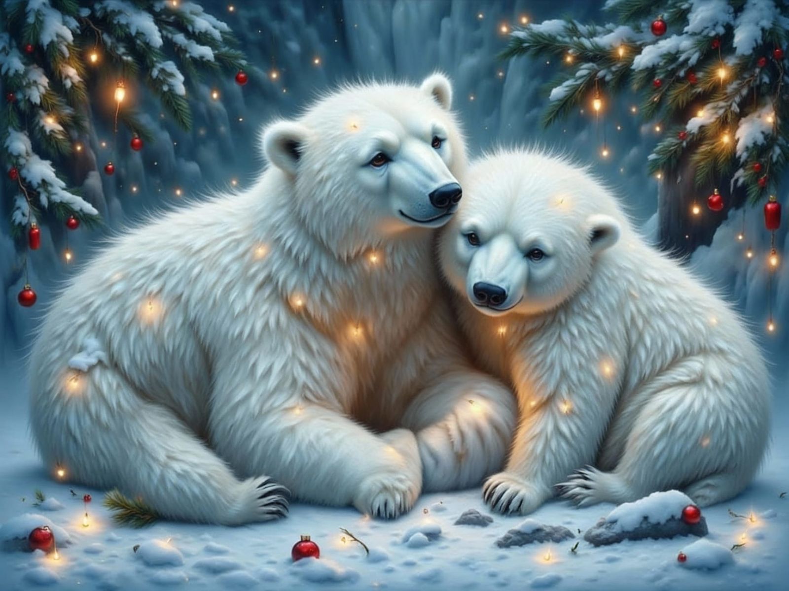 Polar Bears Cozy Christmas Den