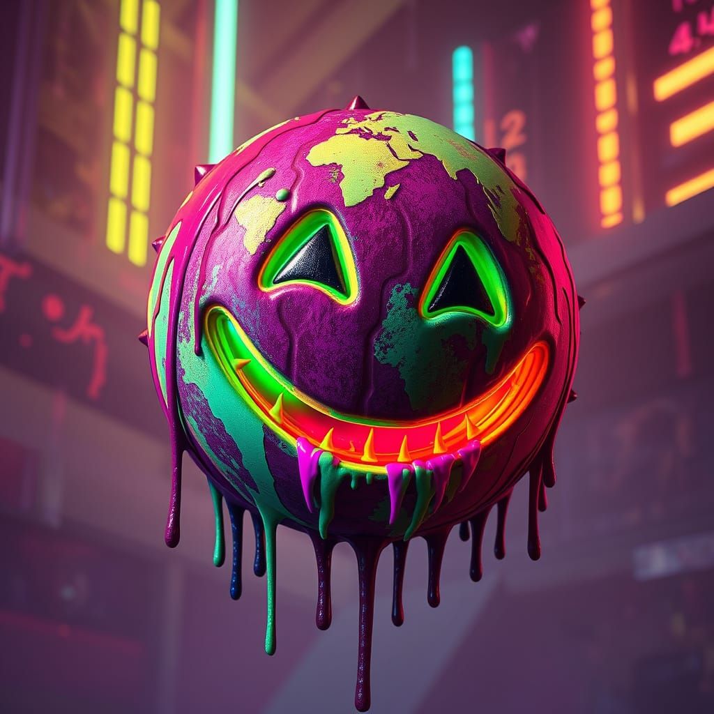 Dystopian Apocalypse: Acid Smile Looms Over Ruined Cityscape