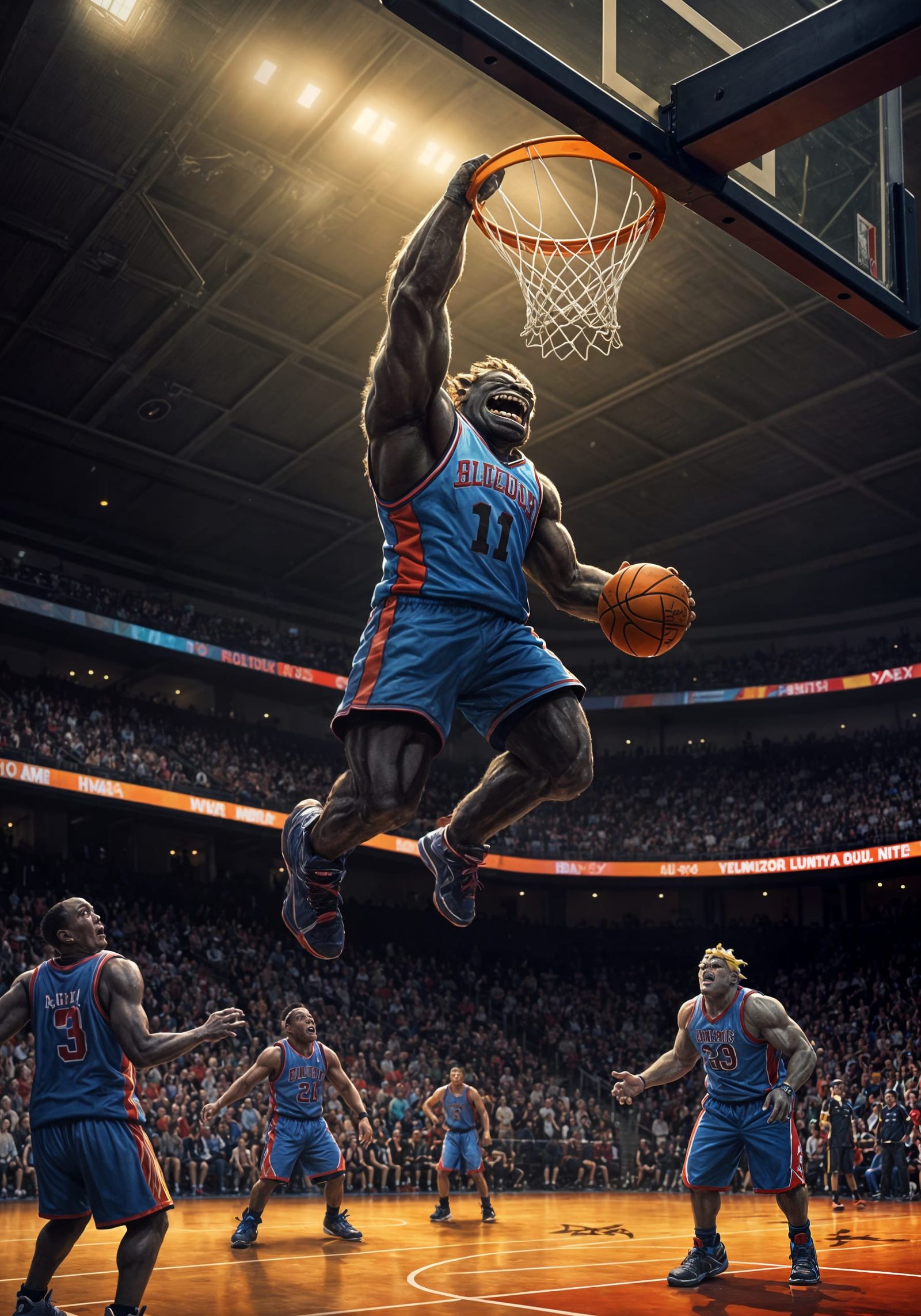 Monstar Slam Dunk on a Realistic Basketball Court