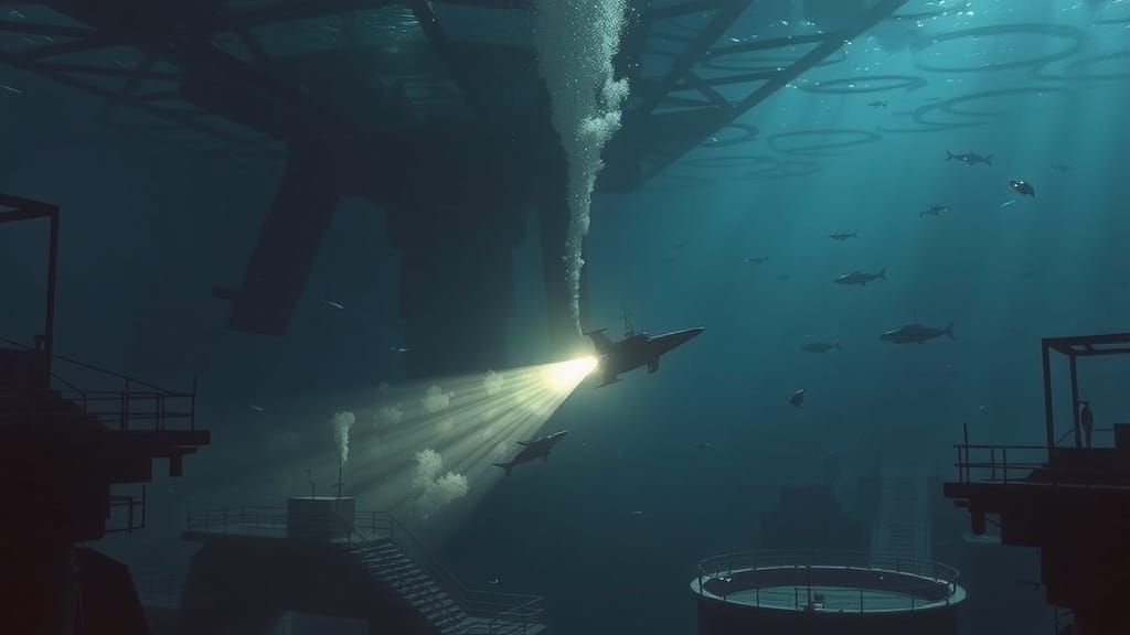Submarine attacking an under sea laboratory