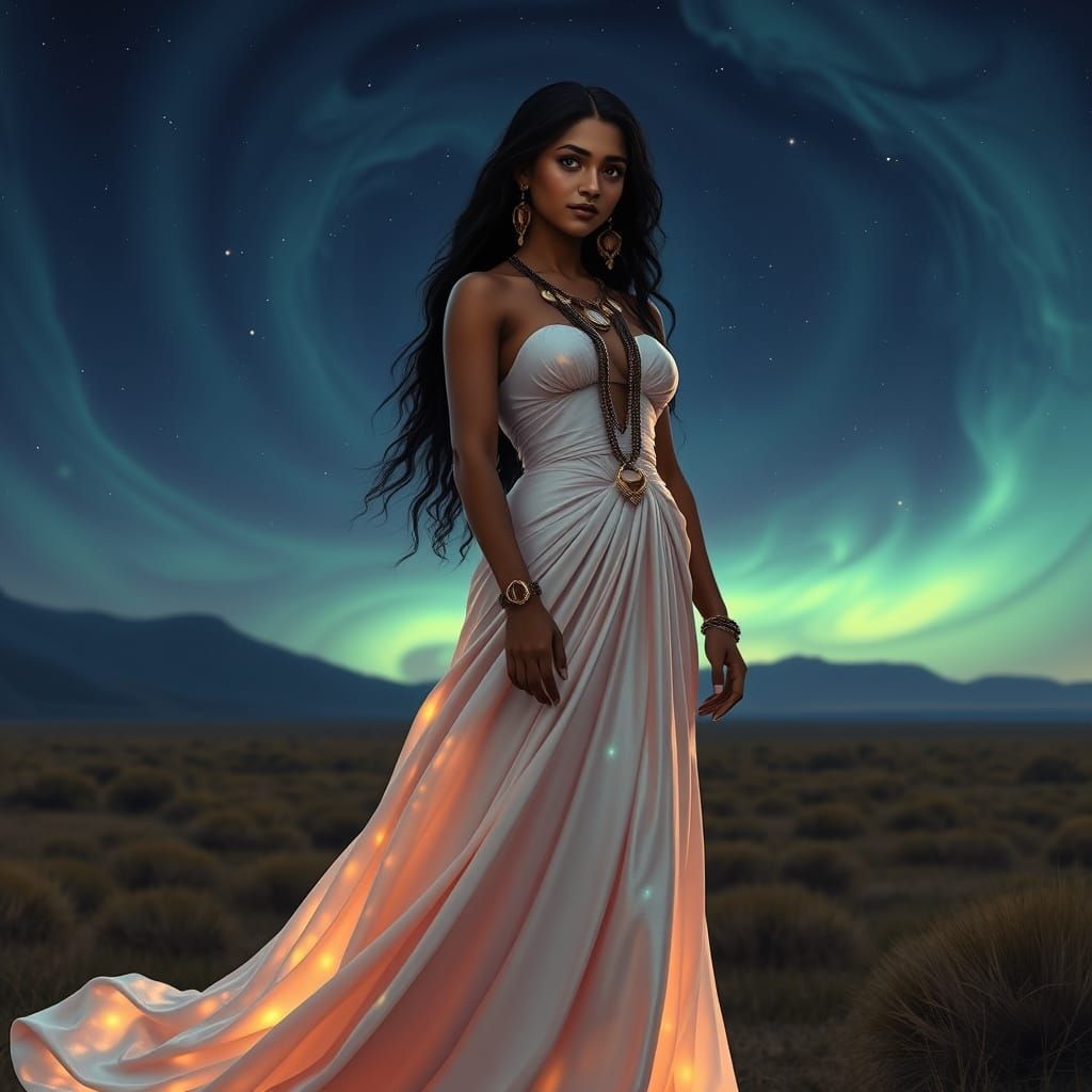 Tamil Woman in Aurora Gown, Art Nouveau Style