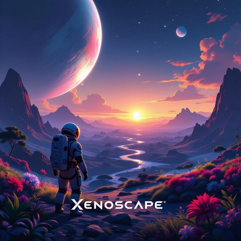 Astronaut Gazing at Alien Planet in Sci-Fi Style