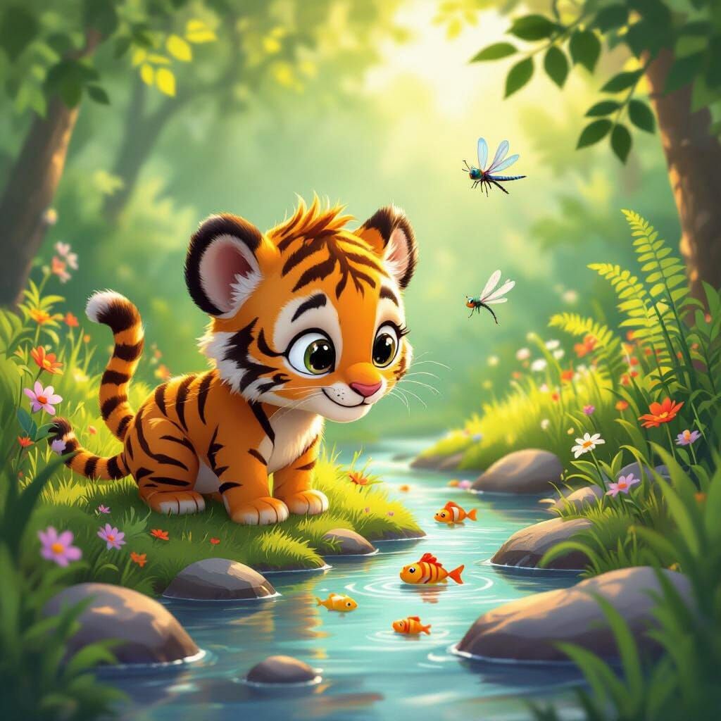 Timmy the Tiger's First Forest Stream Adventure