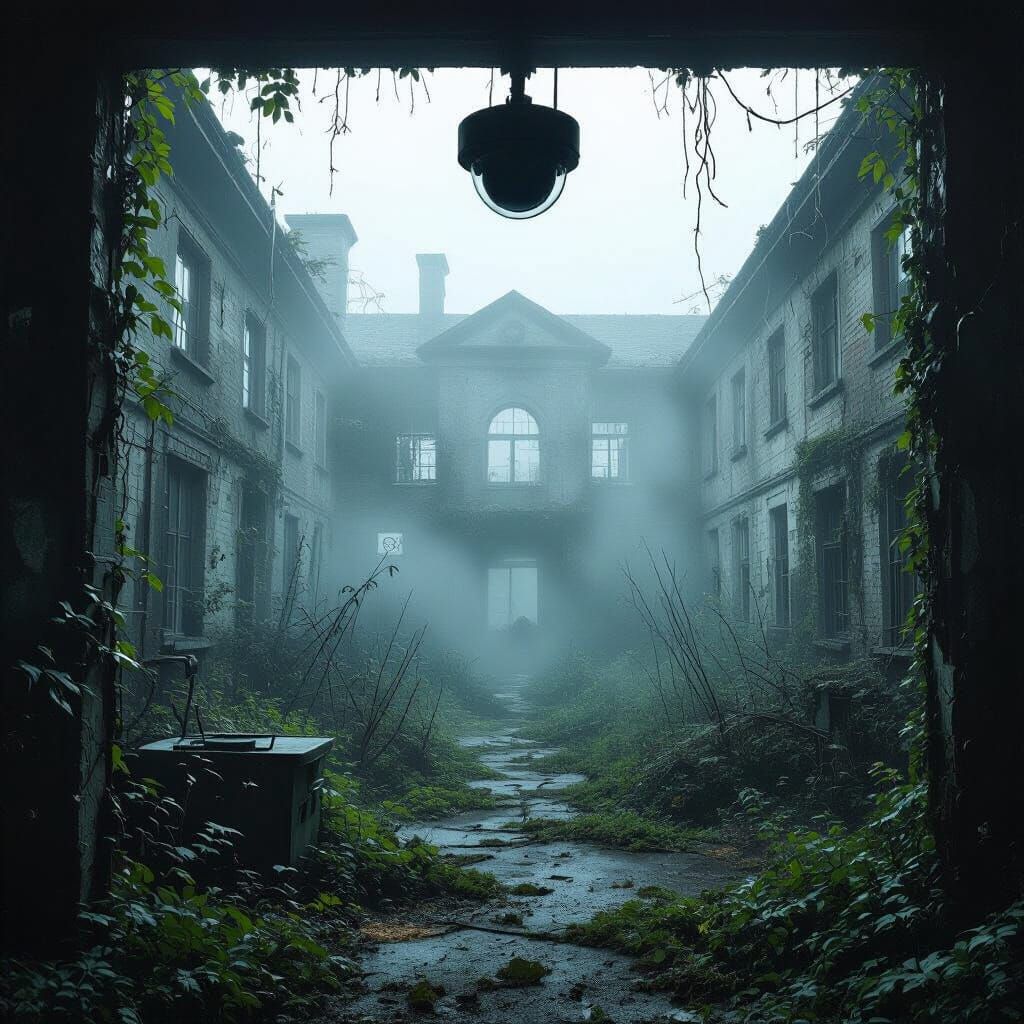 Derelict Asylum Garden in Biomechanical Style