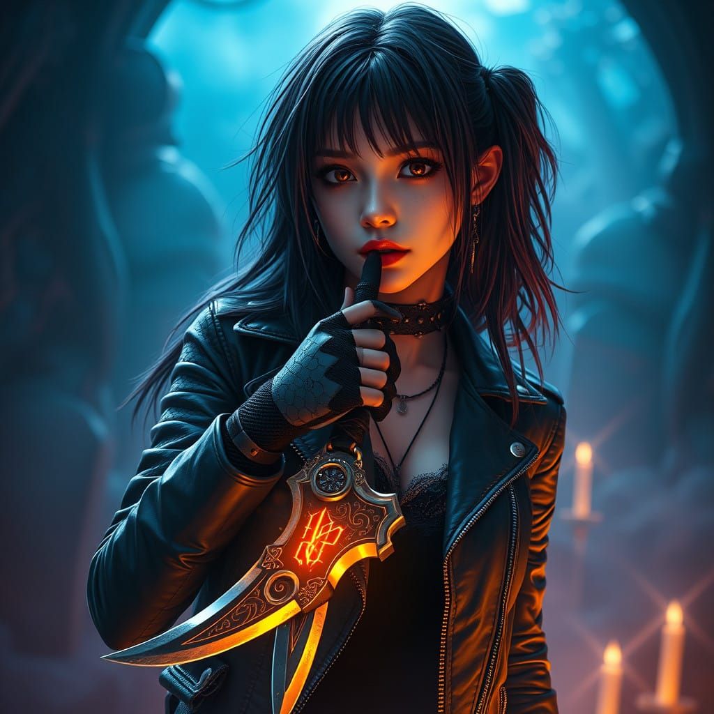 Dark Fantasy Emo Girl in Mystic Atmosphere