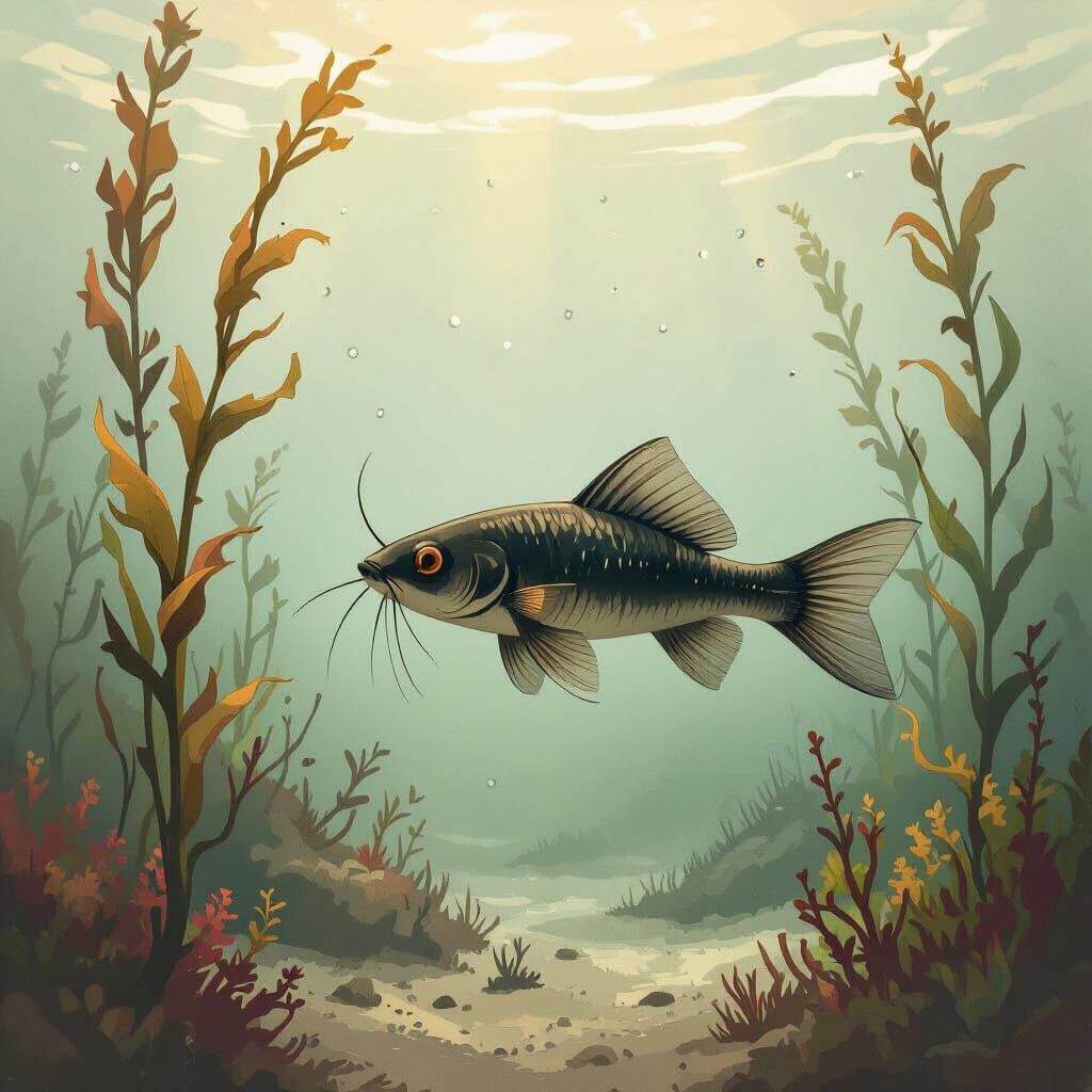 Mystical Catfish in an Underwater Scene