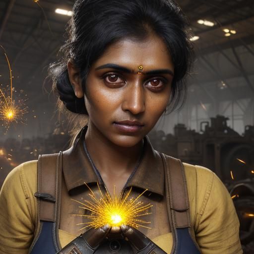 Steampunk Factory Worker Portrait with Contrasting Light