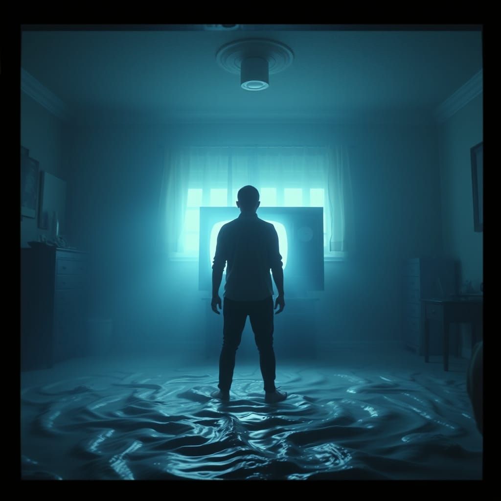 Ominous Figure Watches TV in Giger-Inspired Room