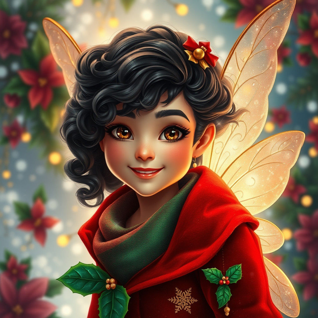 Festive Fairy Portrait in Hyperrealistic Style