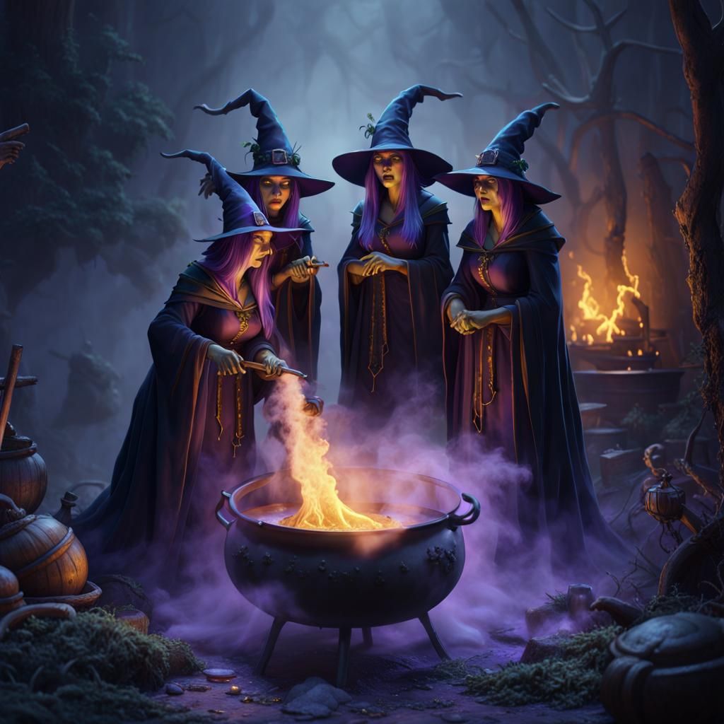 Eerie Witches Brew Halloween Potion: Dark Fantasy Art