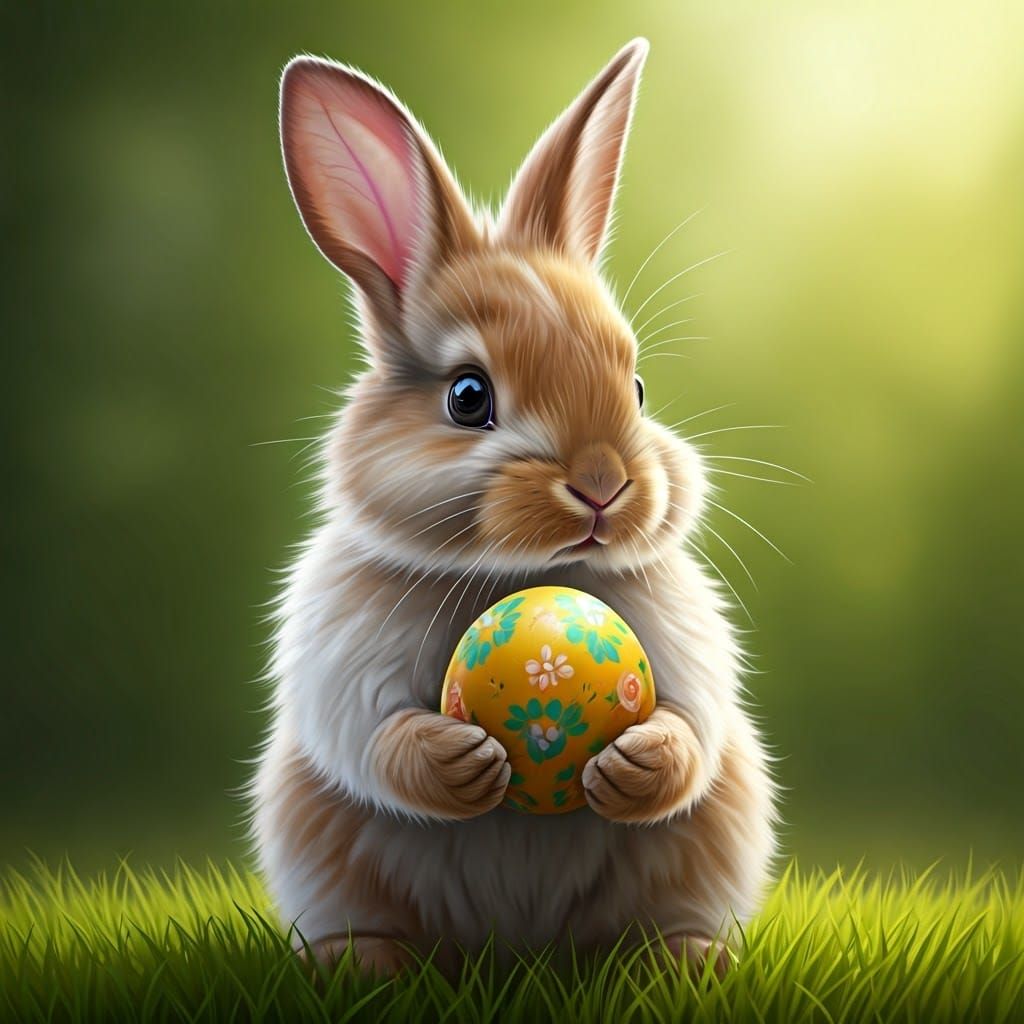 A Whimsical Easter Bunny in Watercolor Style